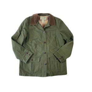 LL Bean Womens Barn Jacket Flannel Green Coat
